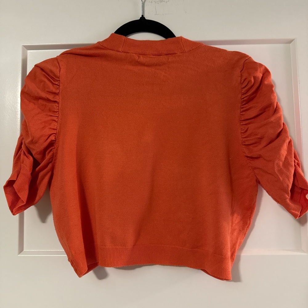 Grace Bright Orange Shrug with Ruched Sleeves - Picture 6 of 6